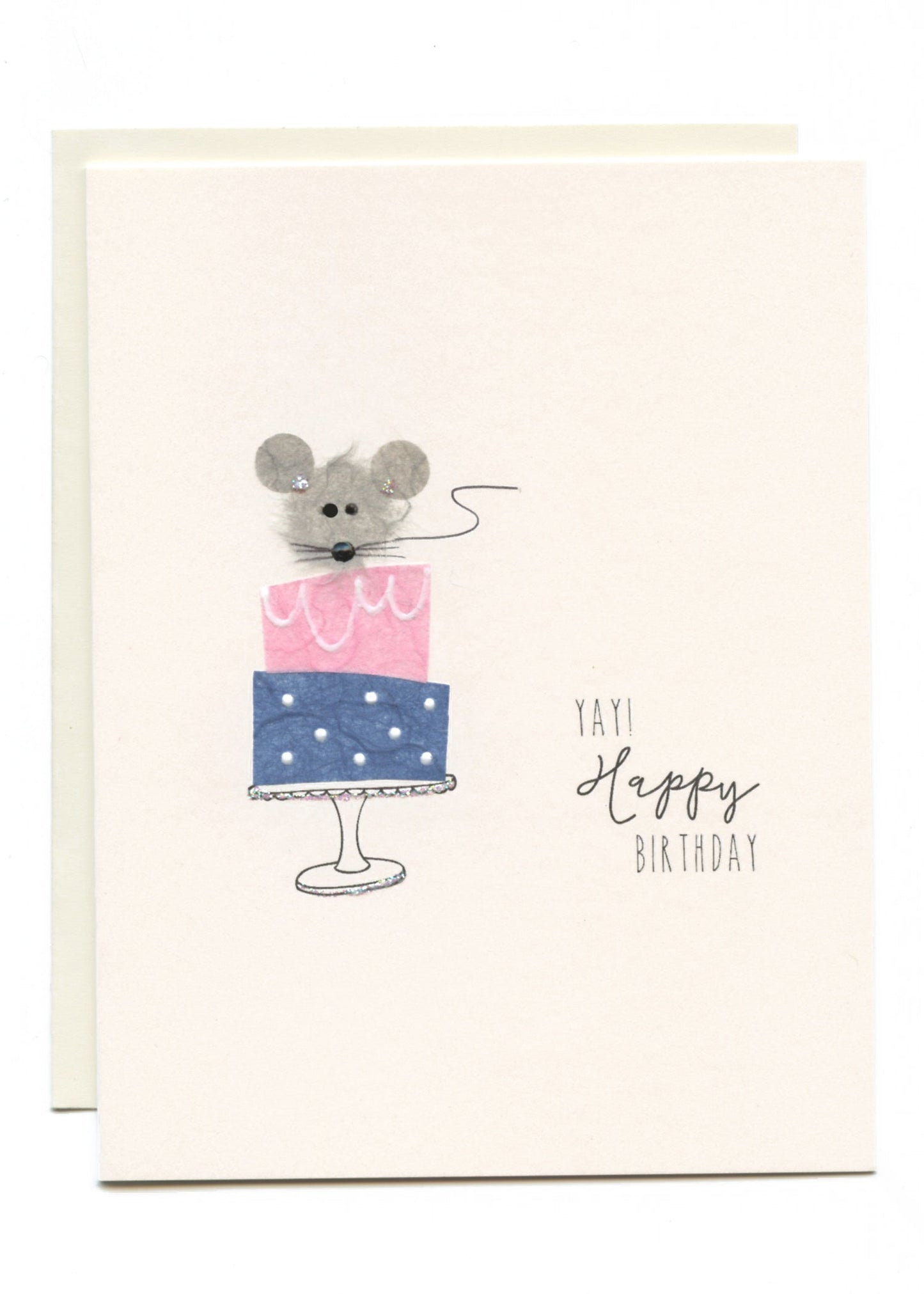 "Yay! Happy Birthday" Tiered Cake with Mouse
