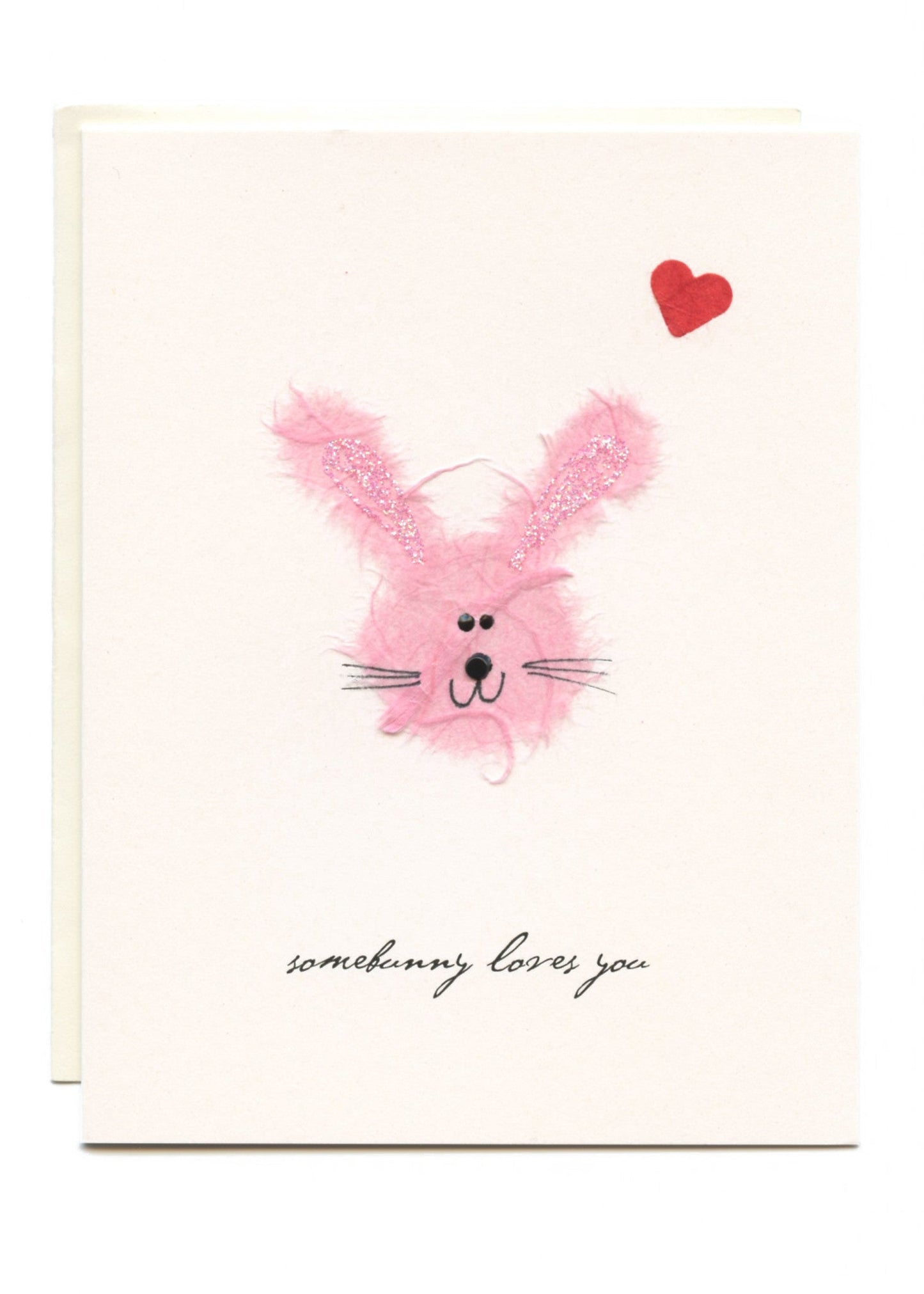 "Somebunny Loves You" Pink Bunny with Heart