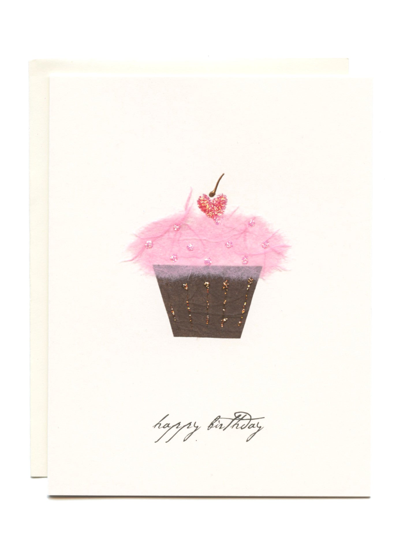"Happy Birthday" Cupcake with a Cherry