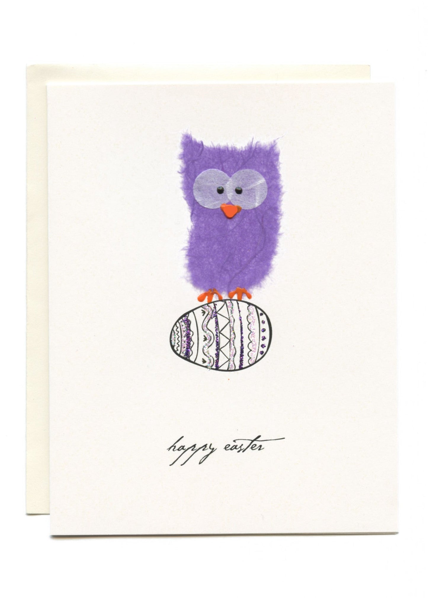 "Happy Easter" Purple Owl on Egg