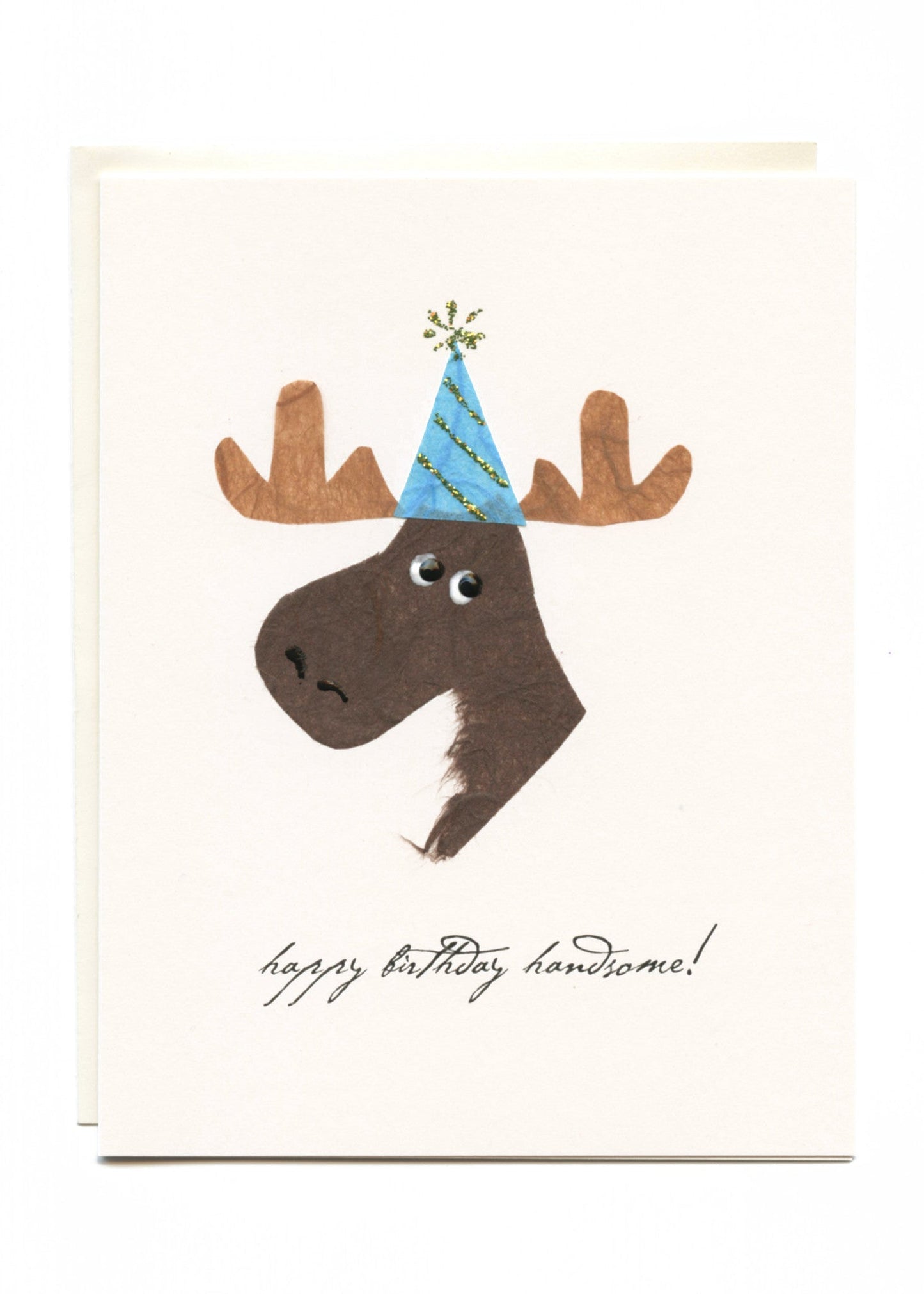 "Happy Birthday Handsome" Moose with a Party Hat