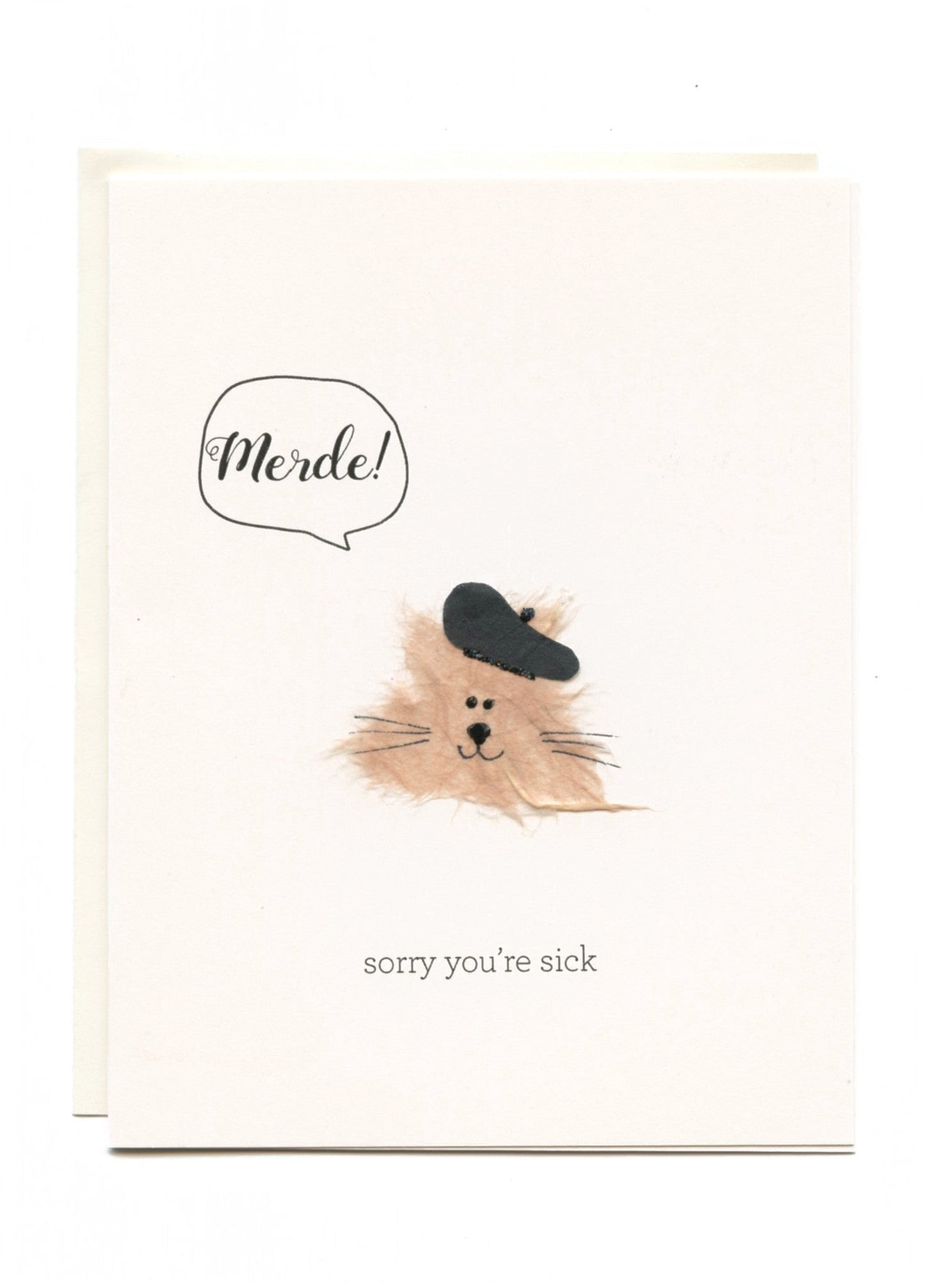 "Merde! Sorry You're Sick" Cat with Beret