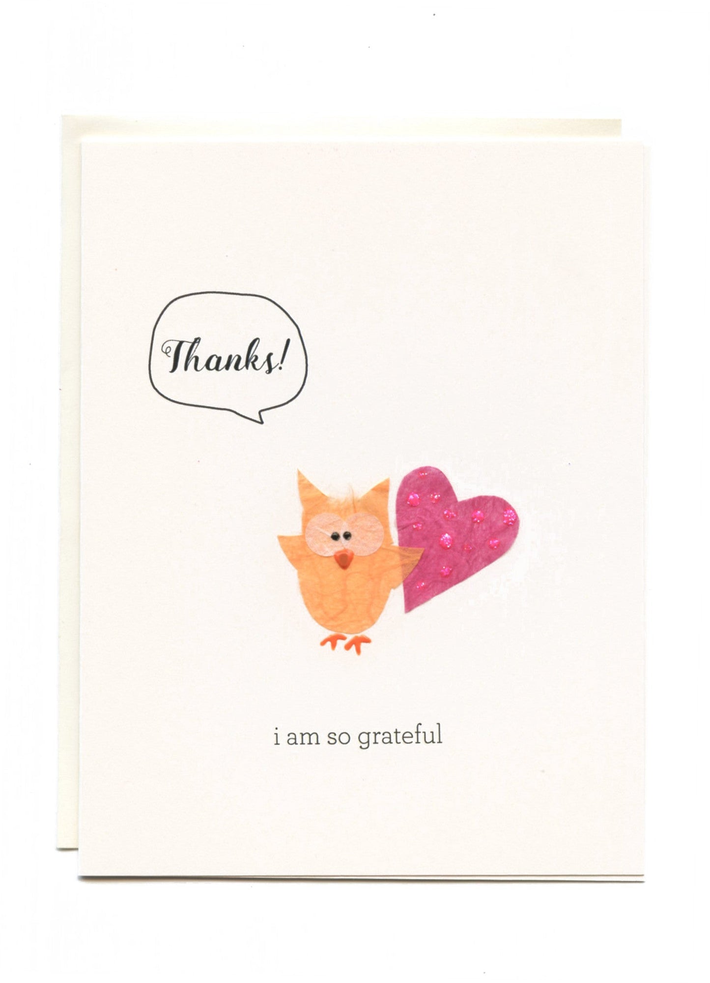 "Thanks, I Am So Grateful" Owl with Heart