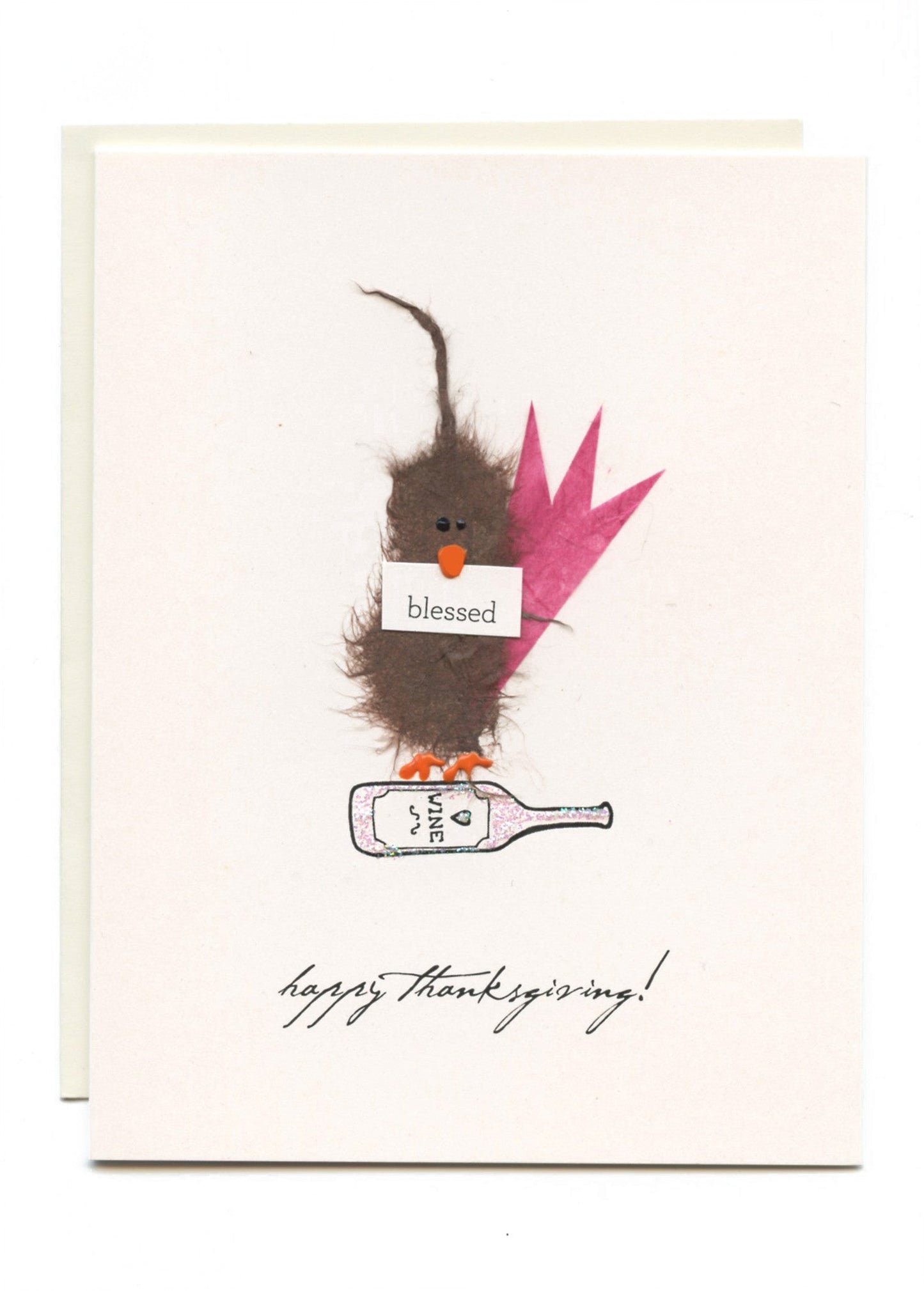 "Happy Thanksgiving - Blessed" Bird on Wine
