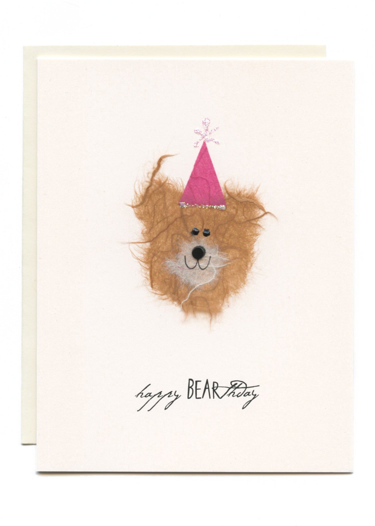 "Happy BEARthday" Bear w Pink Party Hat