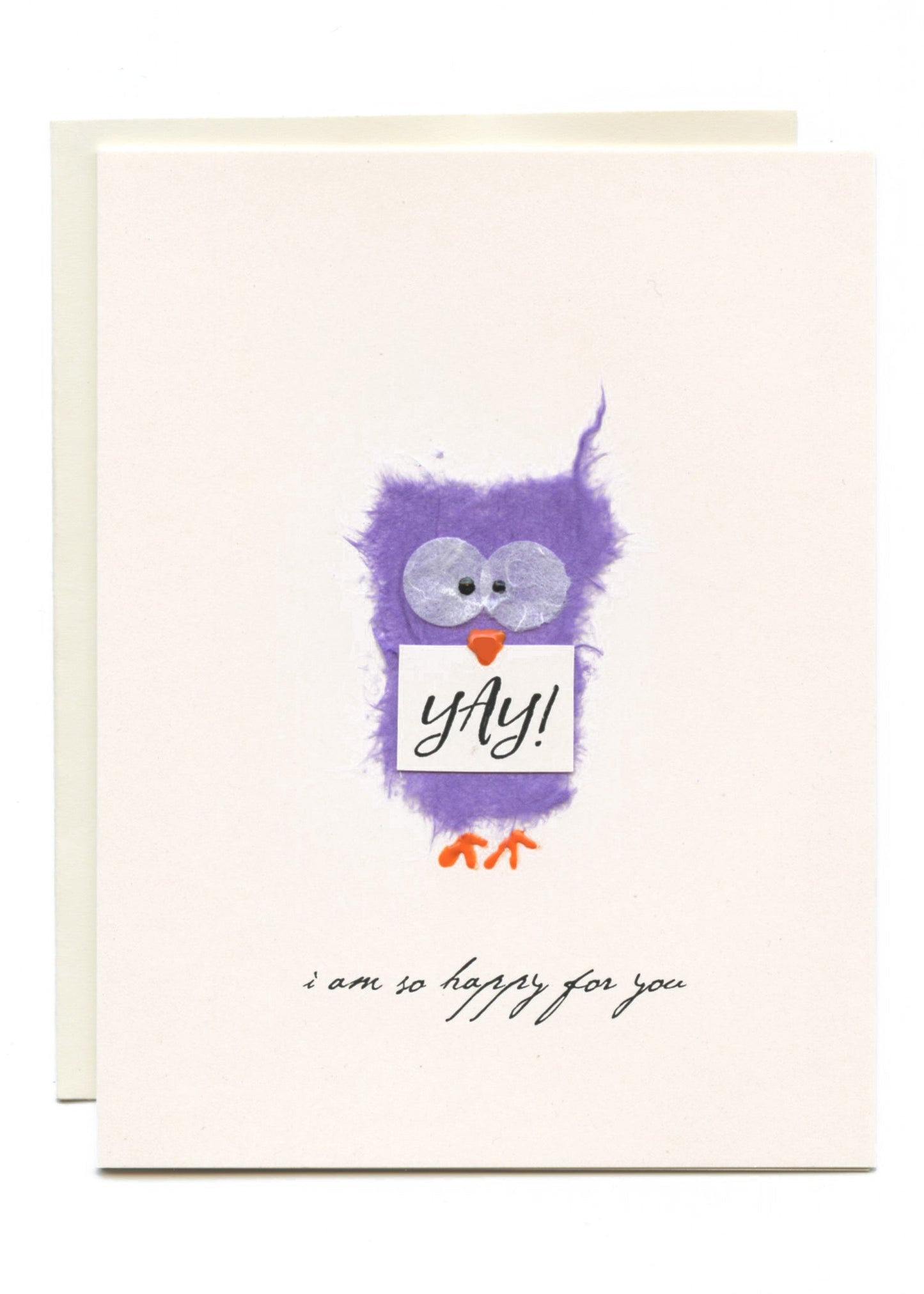 "YAY - I am So Happy For You" Purple Owl w Sign