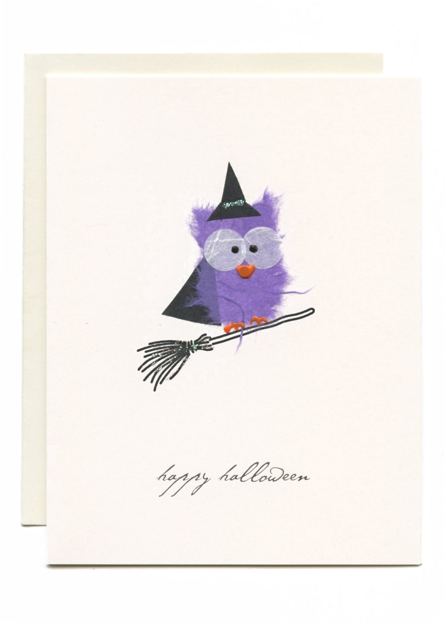"Happy Halloween" Witch on Broom