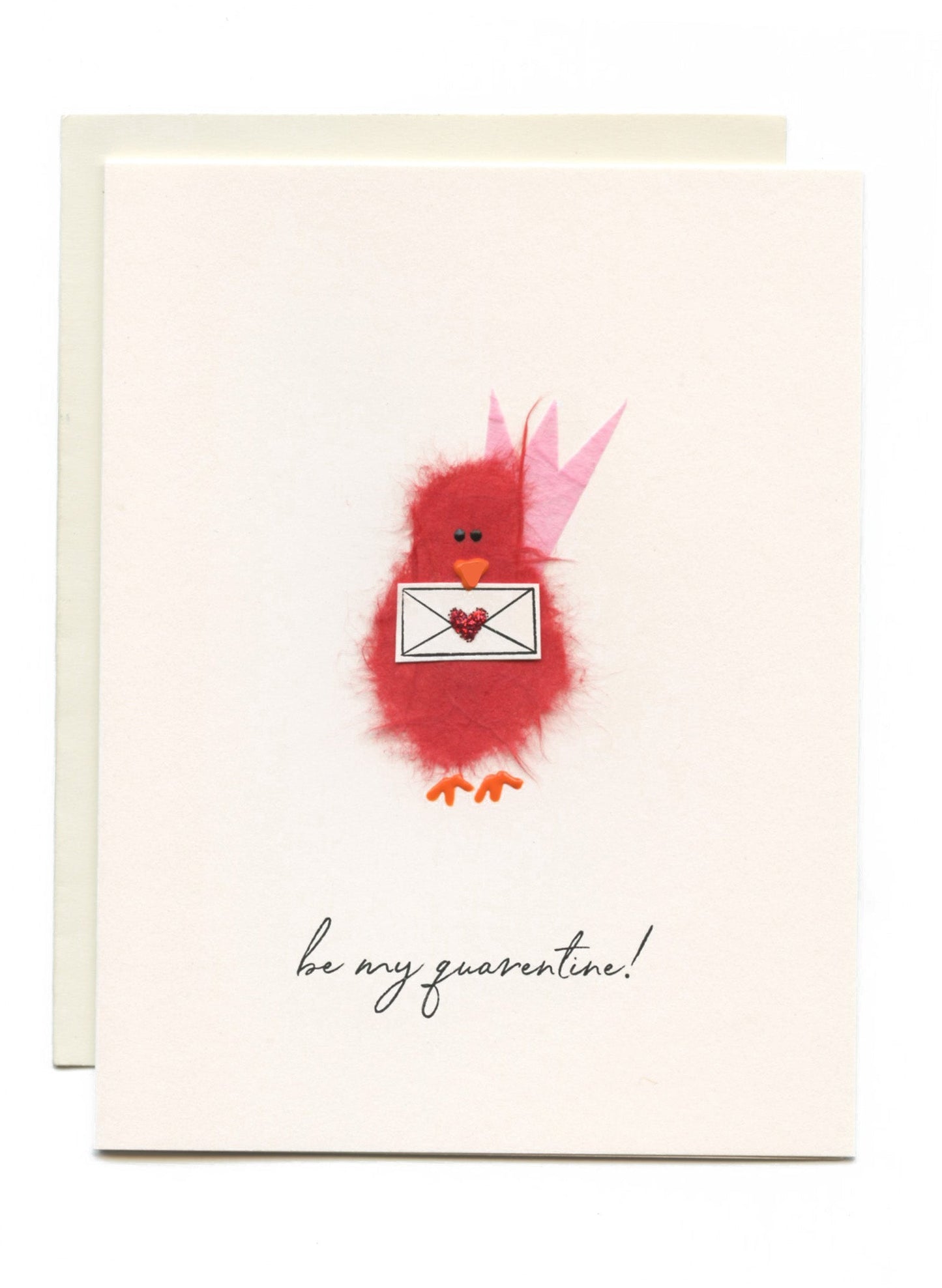 "Be My Quarentine" Red Bird w Envelope
