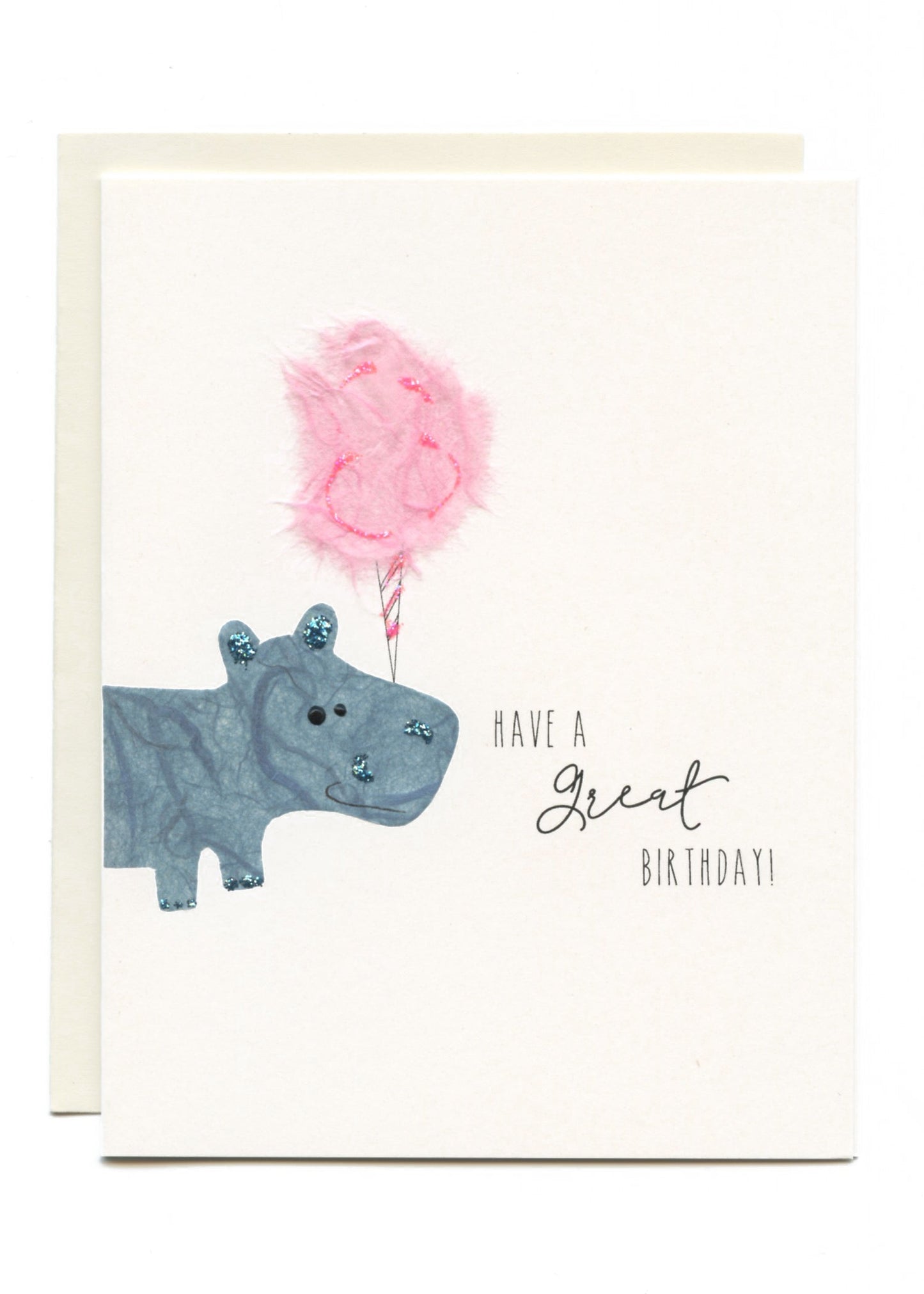 "Have a Great Birthday!" Hippo with Cotton Candy