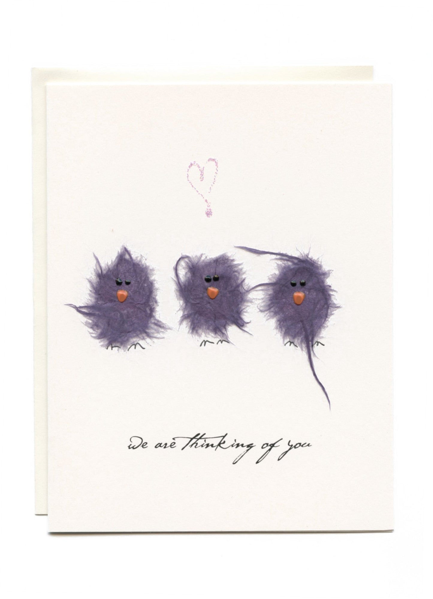 "We Are Thinking Of You" Three Purple Birds