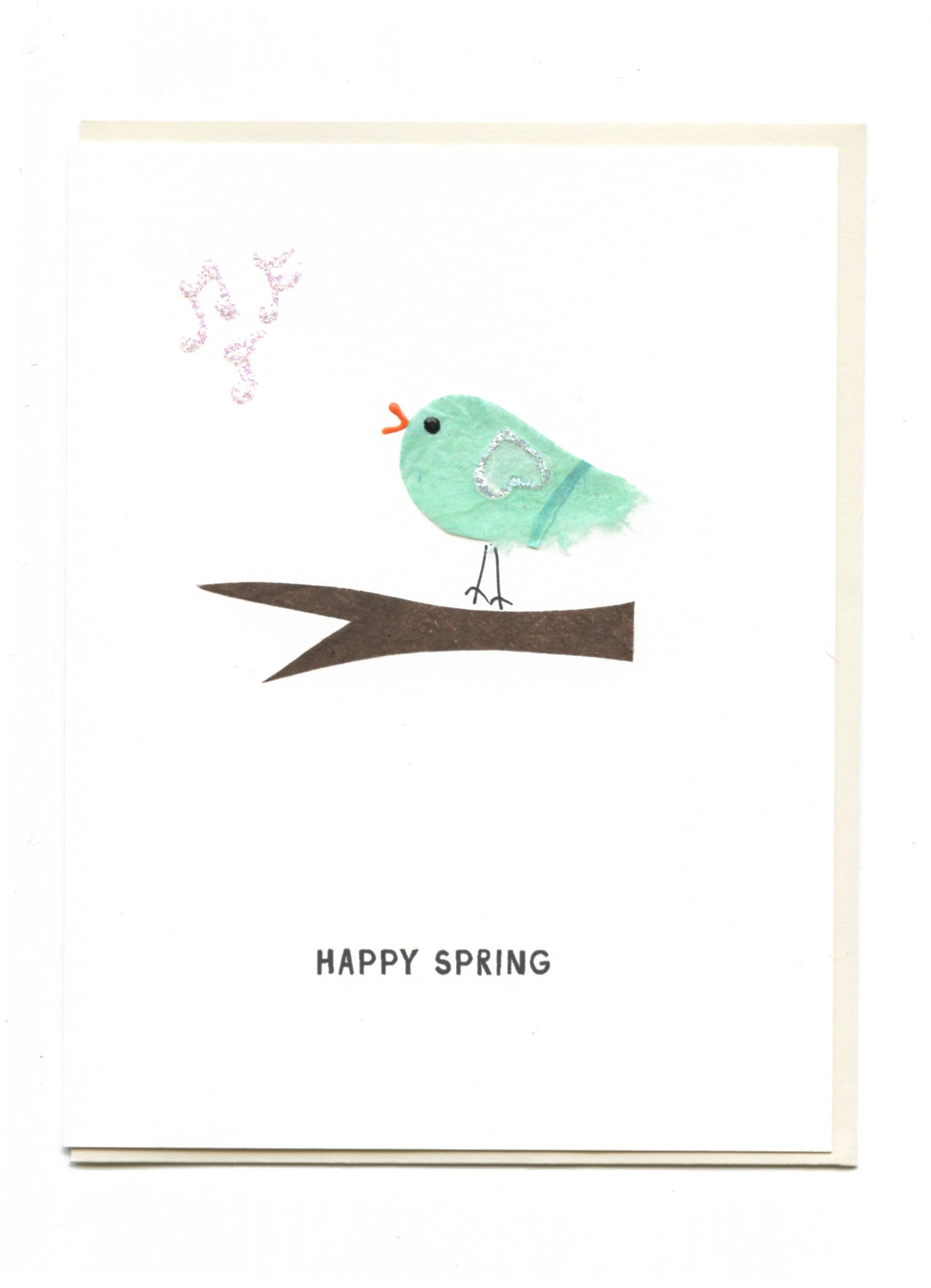 "HAPPY SPRING" Bird Singing on Branch