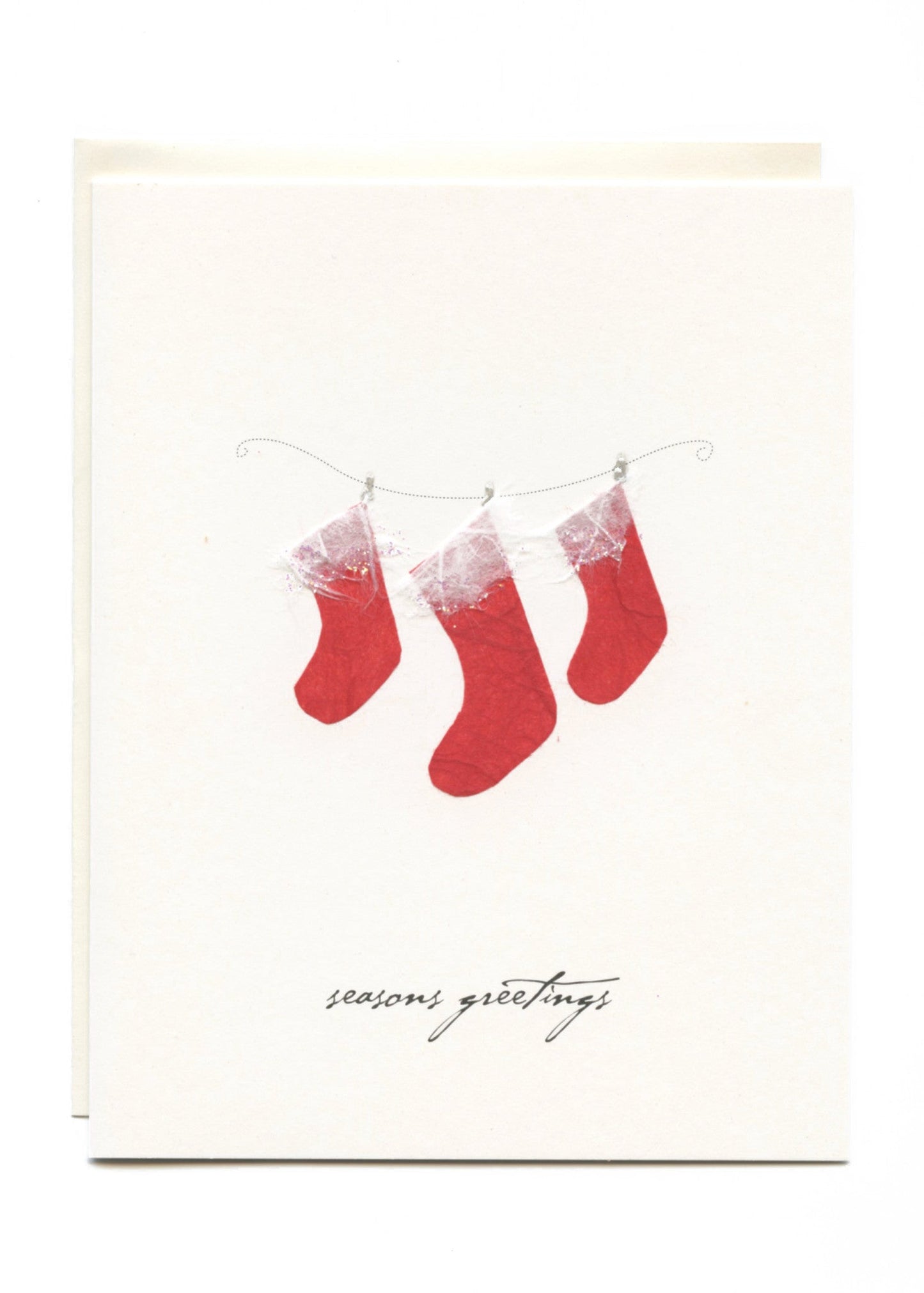 "Season's Greetings"  Three Stockings