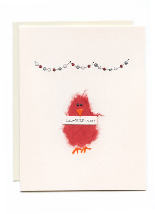 "Fab-YULE-ous"  Red Bird w Banner