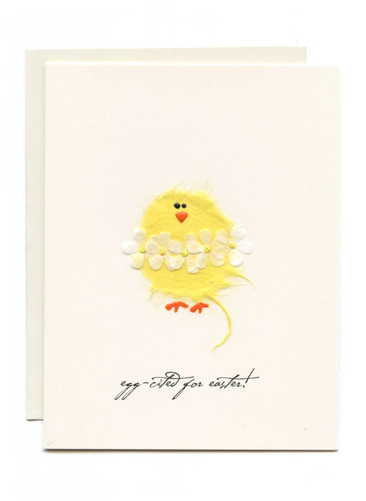 "Egg-cited for easter!"  Chick w Daisy Chain