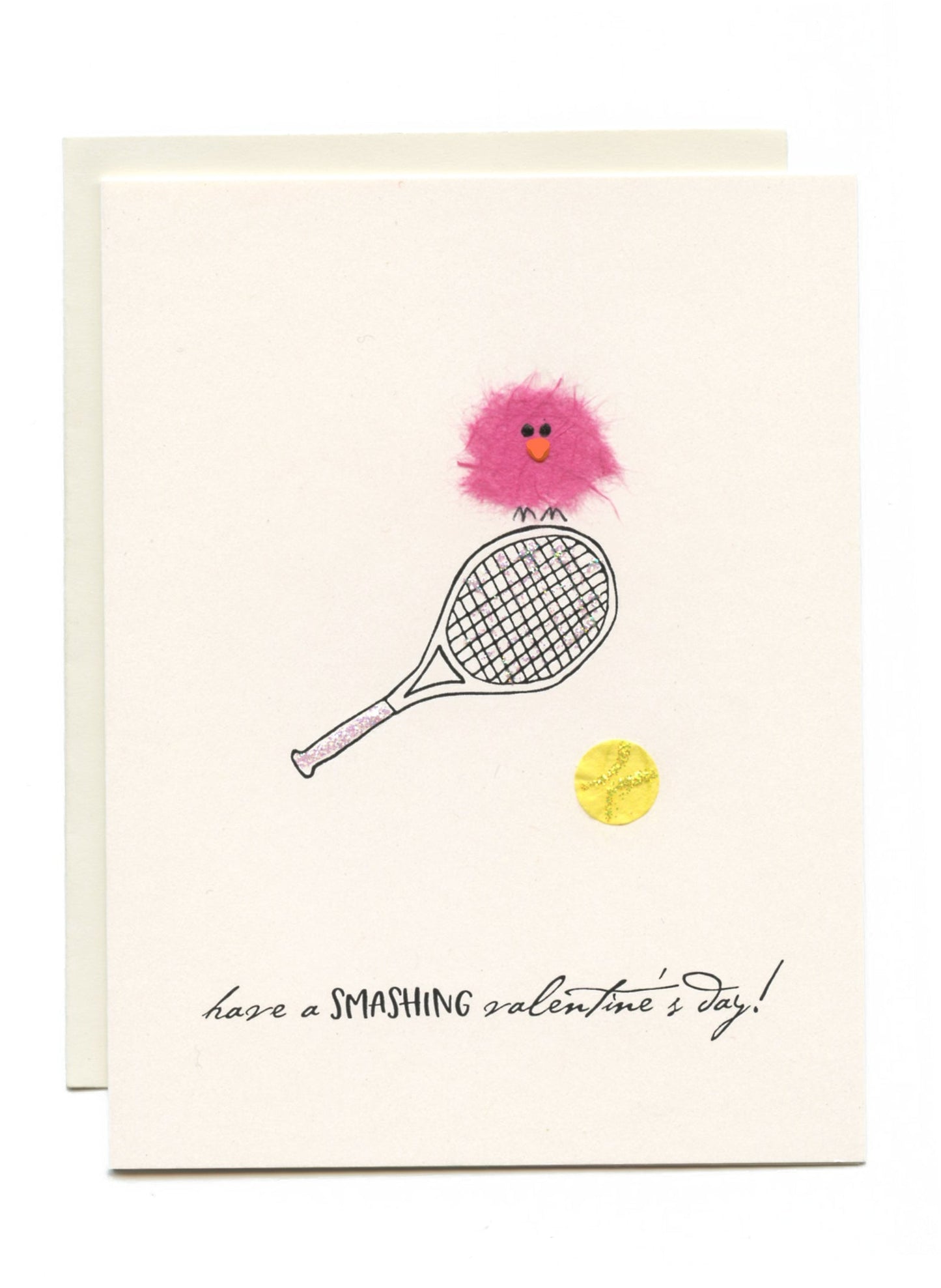 "Have a SMASHING valentine's day!" Bird on Racket