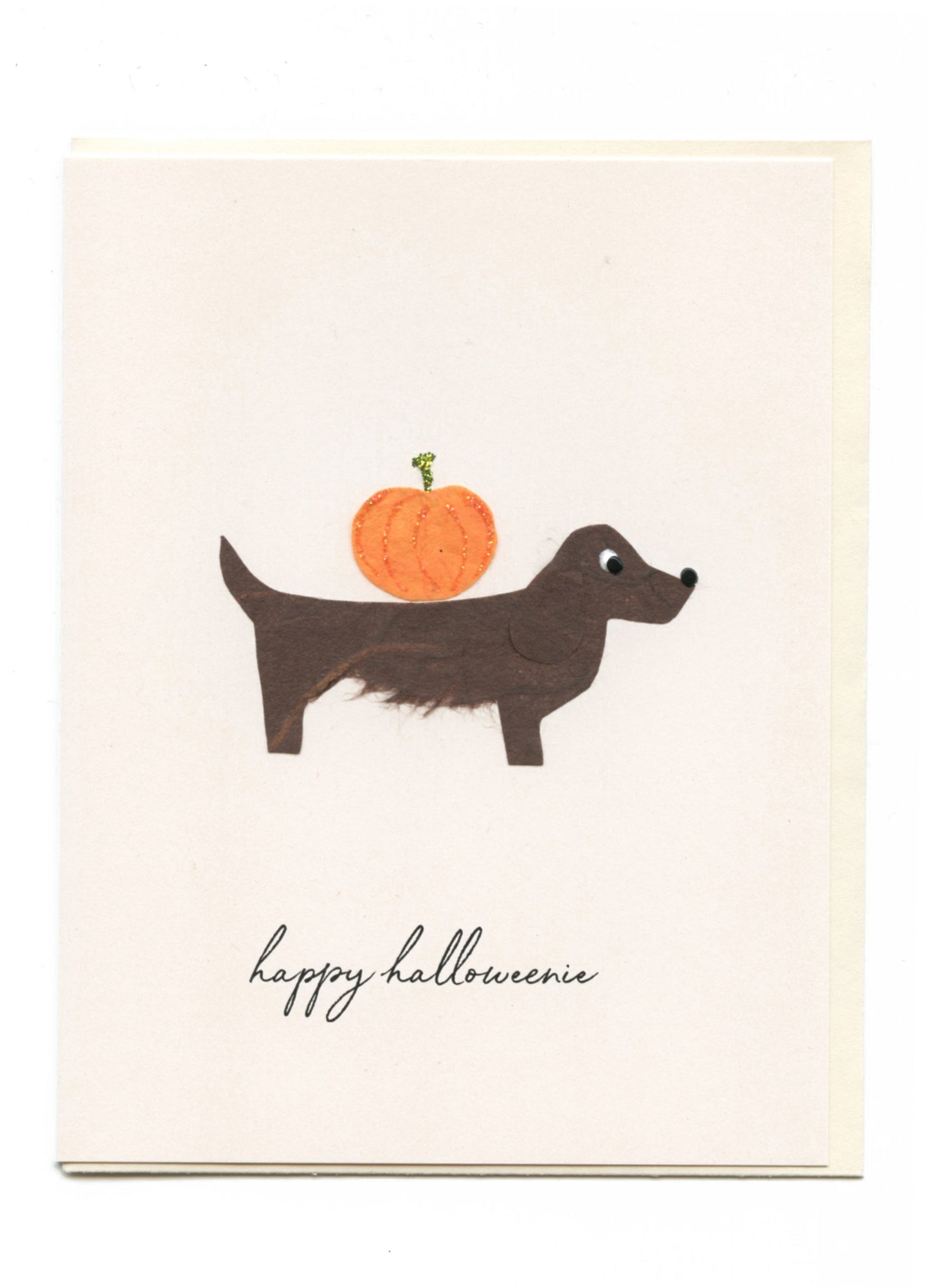 "Happy Halloweenie" Dog with Pumpkin